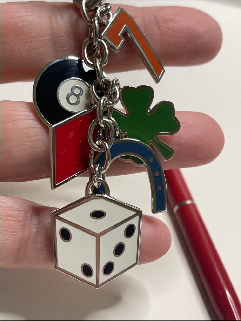 Coach Lucky Charm Key Fob & Red Coach Pen Set w/ Dust Bag NWOT - Picture 4 of 13